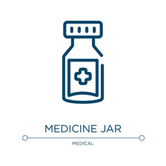 Medicine jar icon. Linear vector illustration from medical collection. Outline medicine jar icon vector. Thin line symbol for use on web and mobile apps, logo, print media.
