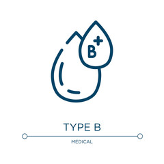 Type b icon. Linear vector illustration from blood donation collection. Outline type b icon vector. Thin line symbol for use on web and mobile apps, logo, print media.