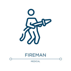 Fireman icon. Linear vector illustration from emergencies collection. Outline fireman icon vector. Thin line symbol for use on web and mobile apps, logo, print media.