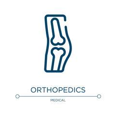 Orthopedics icon. Linear vector illustration from medical collection. Outline orthopedics icon vector. Thin line symbol for use on web and mobile apps, logo, print media.