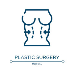 Plastic surgery icon. Linear vector illustration from plastic surgery collection. Outline plastic surgery icon vector. Thin line symbol for use on web and mobile apps, logo, print media.