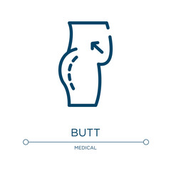 Butt icon. Linear vector illustration from plastic surgery collection. Outline butt icon vector. Thin line symbol for use on web and mobile apps, logo, print media.