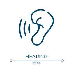 Hearing icon. Linear vector illustration from health collection. Outline hearing icon vector. Thin line symbol for use on web and mobile apps, logo, print media.