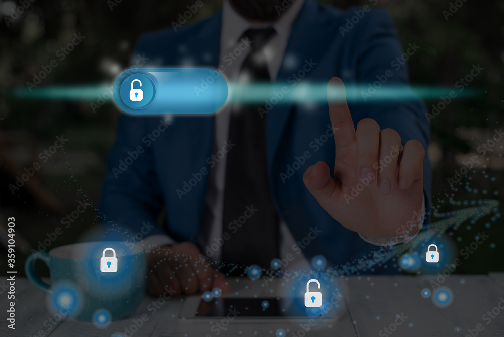 Poster graphics padlock for web data information security application system