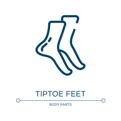 Tiptoe feet icon. Linear vector illustration from body parts collection. Outline tiptoe feet icon vector. Thin line symbol for use on web and mobile apps, logo, print media.