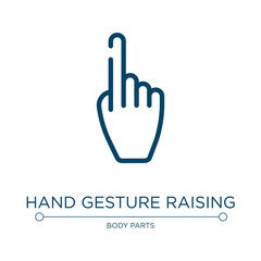Hand gesture raising the index finger icon. Linear vector illustration from body parts collection. Outline hand gesture raising the index finger icon vector. Thin line symbol for use on web and mobile