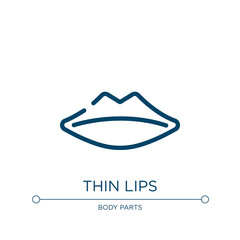 Thin lips icon. Linear vector illustration from body parts collection. Outline thin lips icon vector. Thin line symbol for use on web and mobile apps, logo, print media.