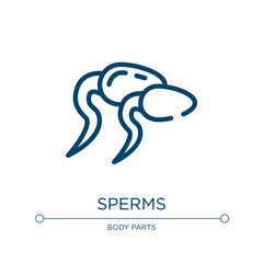 Sperms icon. Linear vector illustration from body parts collection. Outline sperms icon vector. Thin line symbol for use on web and mobile apps, logo, print media.