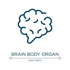 Brain body organ icon. Linear vector illustration from body parts collection. Outline brain body organ icon vector. Thin line symbol for use on web and mobile apps, logo, print media.