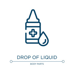 Drop of liquid icon. Linear vector illustration from medicine and health collection. Outline drop of liquid icon vector. Thin line symbol for use on web and mobile apps, logo, print media.