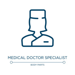 Medical doctor specialist icon. Linear vector illustration from medical icons collection. Outline medical doctor specialist icon vector. Thin line symbol for use on web and mobile apps, logo, print