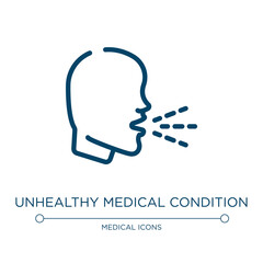 Unhealthy medical condition icon. Linear vector illustration from medical icons collection. Outline unhealthy medical condition icon vector. Thin line symbol for use on web and mobile apps, logo,