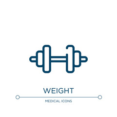 Weight silhouette for medical sport practice icon. Linear vector illustration from medical icons collection. Outline weight silhouette for medical sport practice icon vector. Thin line symbol for use