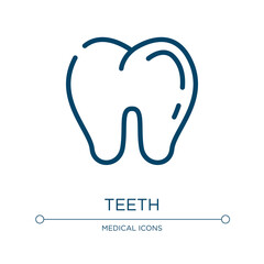 Teeth silhouette icon. Linear vector illustration from medical icons collection. Outline teeth silhouette icon vector. Thin line symbol for use on web and mobile apps, logo, print media.
