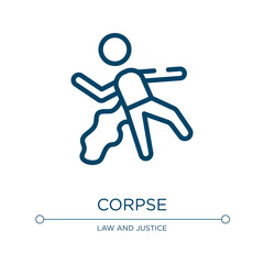 Corpse icon. Linear vector illustration from law and justice collection. Outline corpse icon vector. Thin line symbol for use on web and mobile apps, logo, print media.