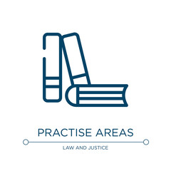 Practise areas icon. Linear vector illustration from law and justice collection. Outline practise areas icon vector. Thin line symbol for use on web and mobile apps, logo, print media.