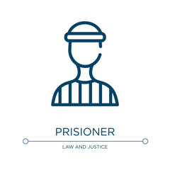 Prisioner icon. Linear vector illustration from law and justice collection. Outline prisioner icon vector. Thin line symbol for use on web and mobile apps, logo, print media.