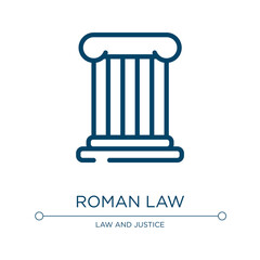 Roman law icon. Linear vector illustration from law and justice collection. Outline roman law icon vector. Thin line symbol for use on web and mobile apps, logo, print media.