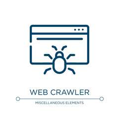 Web crawler icon. Linear vector illustration from marketing & seo collection. Outline web crawler icon vector. Thin line symbol for use on web and mobile apps, logo, print media.