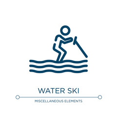 Water ski icon. Linear vector illustration from sports collection. Outline water ski icon vector. Thin line symbol for use on web and mobile apps, logo, print media.