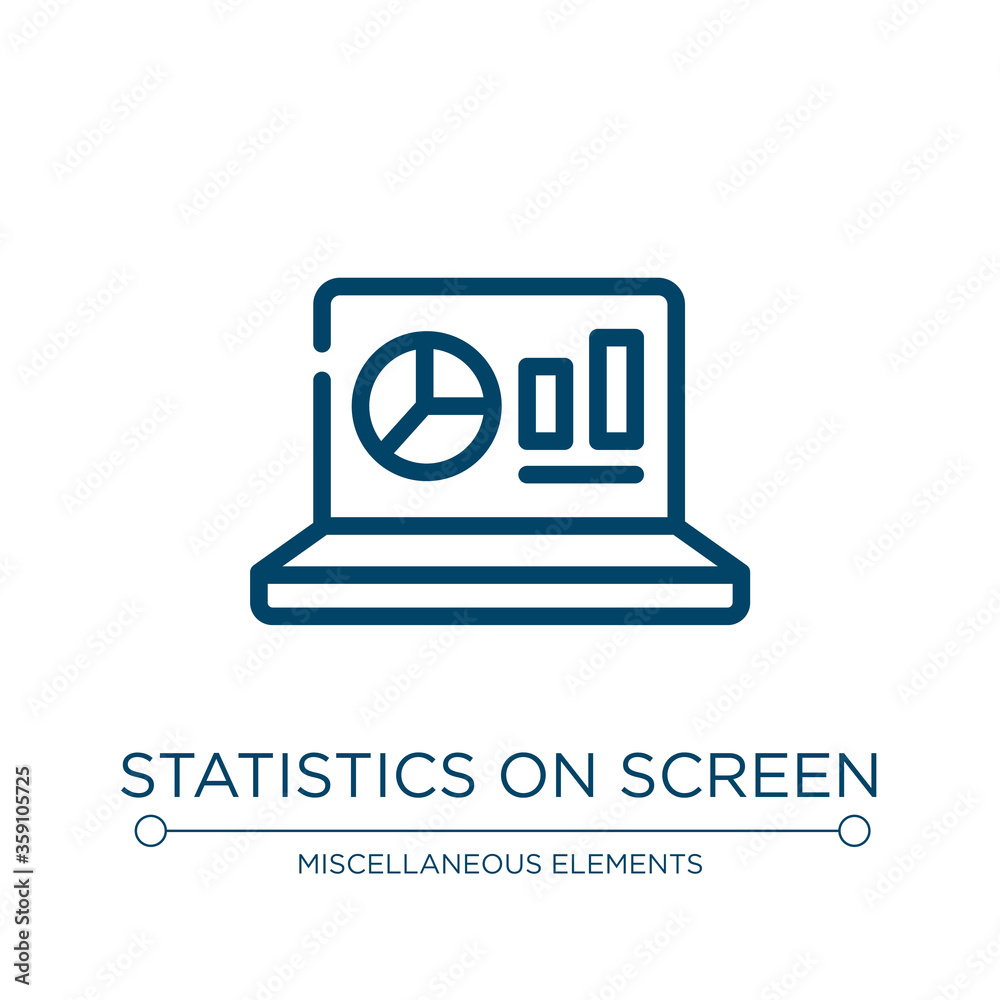 Poster statistics on screen icon. linear vector illustration from business and charts collection. outline s