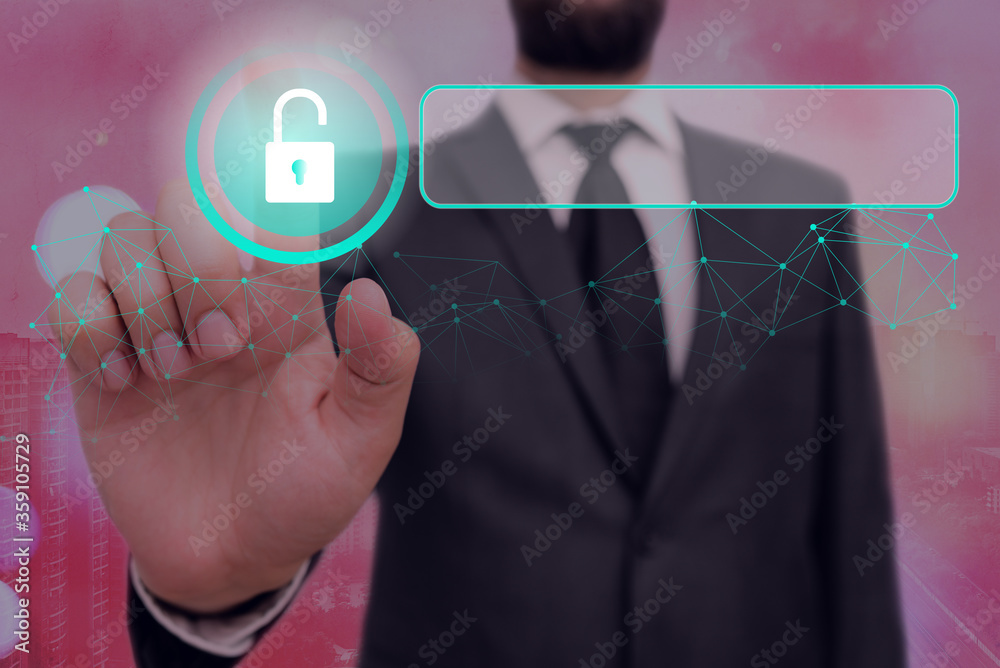Poster graphics padlock for web data information security application system