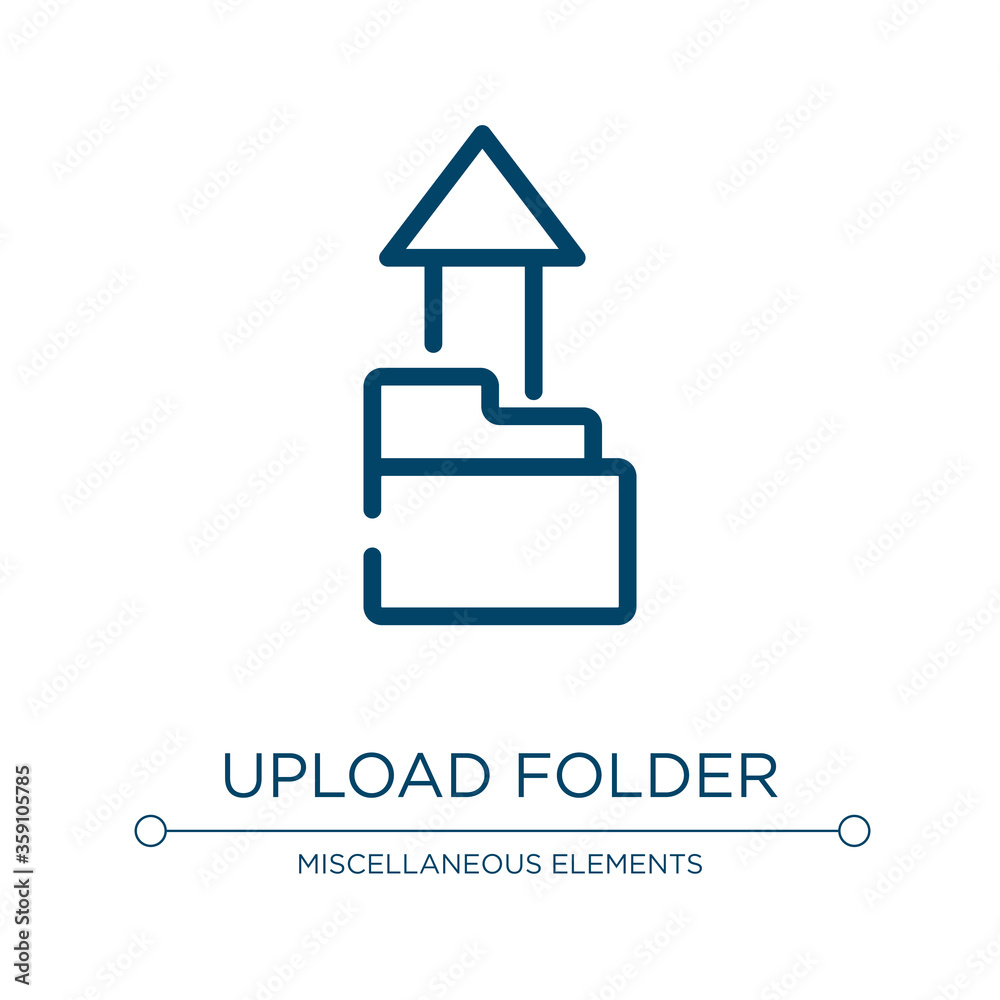Poster Upload folder icon. Linear vector illustration from business pack collection. Outline upload folder icon vector. Thin line symbol for use on web and mobile apps, logo, print media.