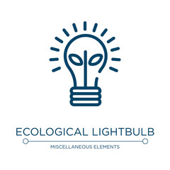 Ecological lightbulb icon. Linear vector illustration from business pack collection. Outline ecological lightbulb icon vector. Thin line symbol for use on web and mobile apps, logo, print media.