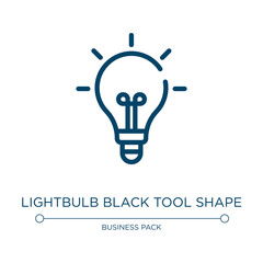 Lightbulb black tool shape icon. Linear vector illustration from business pack collection. Outline lightbulb black tool shape icon vector. Thin line symbol for use on web and mobile apps, logo, print