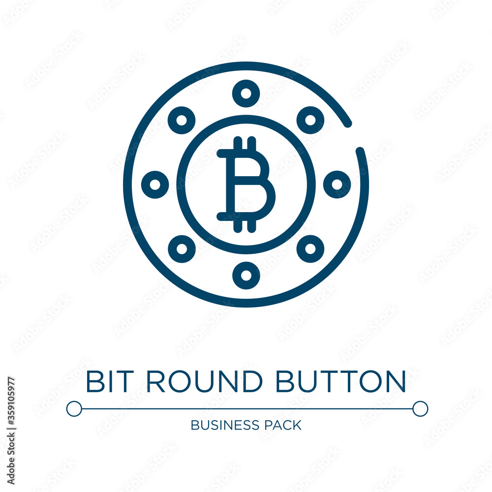 Poster Bit round button icon. Linear vector illustration from business and finance collection. Outline bit round button icon vector. Thin line symbol for use on web and mobile apps, logo, print media.