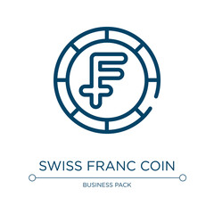 Swiss franc coin icon. Linear vector illustration from business and finance collection. Outline swiss franc coin icon vector. Thin line symbol for use on web and mobile apps, logo, print media.