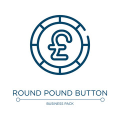 Round pound button icon. Linear vector illustration from business and finance collection. Outline round pound button icon vector. Thin line symbol for use on web and mobile apps, logo, print media.