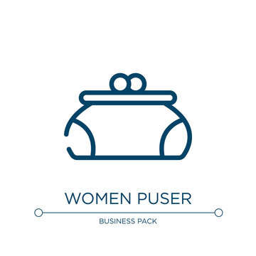 Women puser icon. Linear vector illustration from business and finance collection. Outline women puser icon vector. Thin line symbol for use on web and mobile apps, logo, print media.