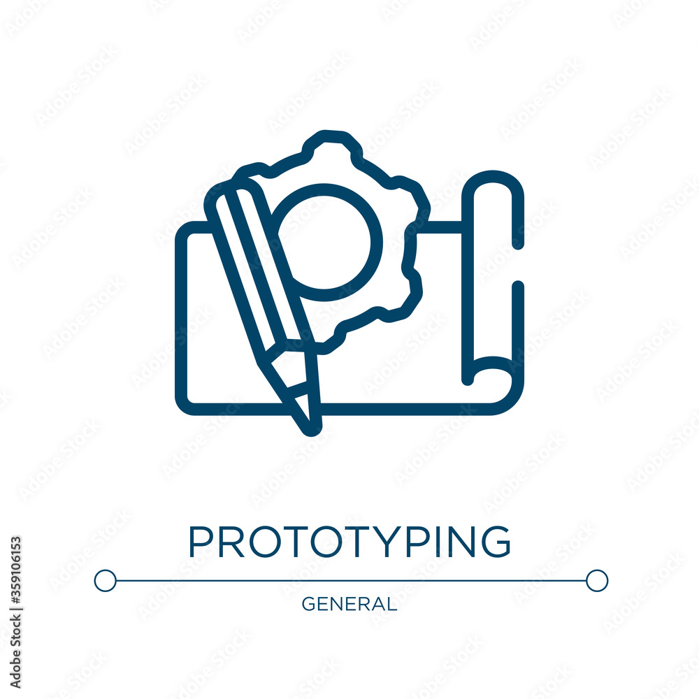 Poster prototyping icon. linear vector illustration from general collection. outline prototyping icon vecto