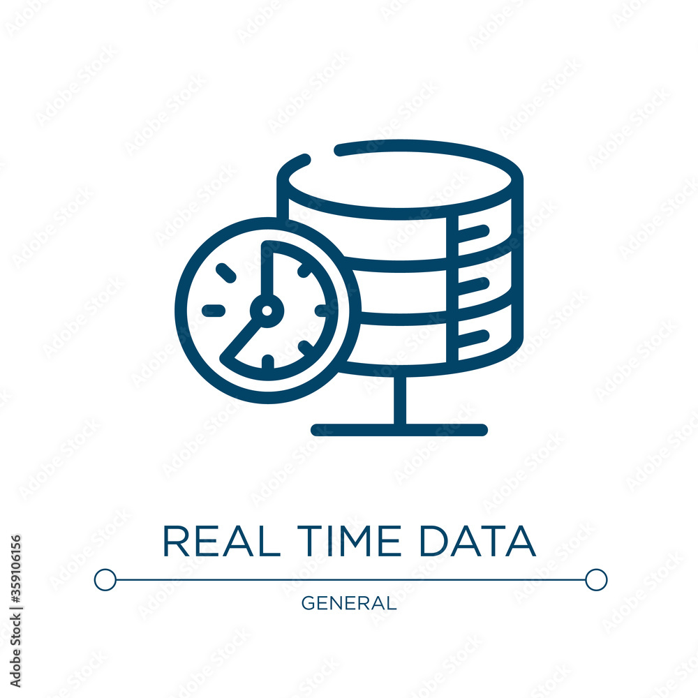 Poster real time data icon. linear vector illustration from general collection. outline real time data icon
