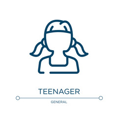 Teenager icon. Linear vector illustration from general collection. Outline teenager icon vector. Thin line symbol for use on web and mobile apps, logo, print media.