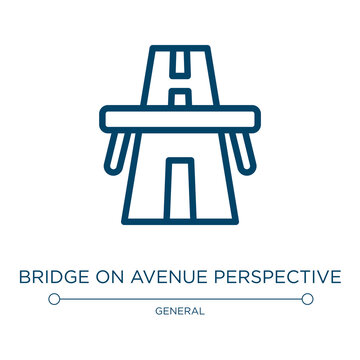 Bridge on avenue perspective icon. Linear vector illustration from general collection. Outline bridge on avenue perspective icon vector. Thin line symbol for use on web and mobile apps, logo, print