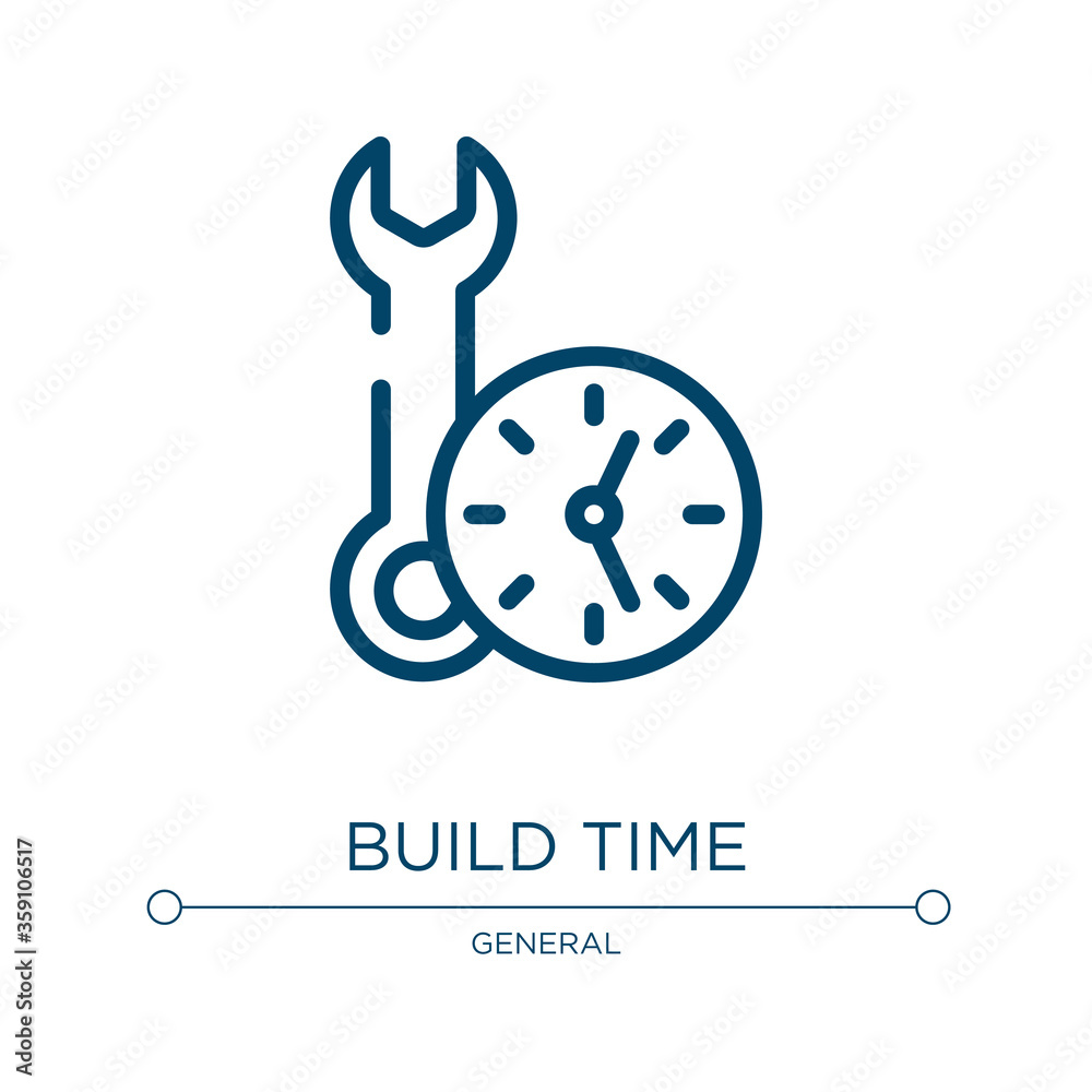 Poster build time icon. linear vector illustration from general collection. outline build time icon vector.