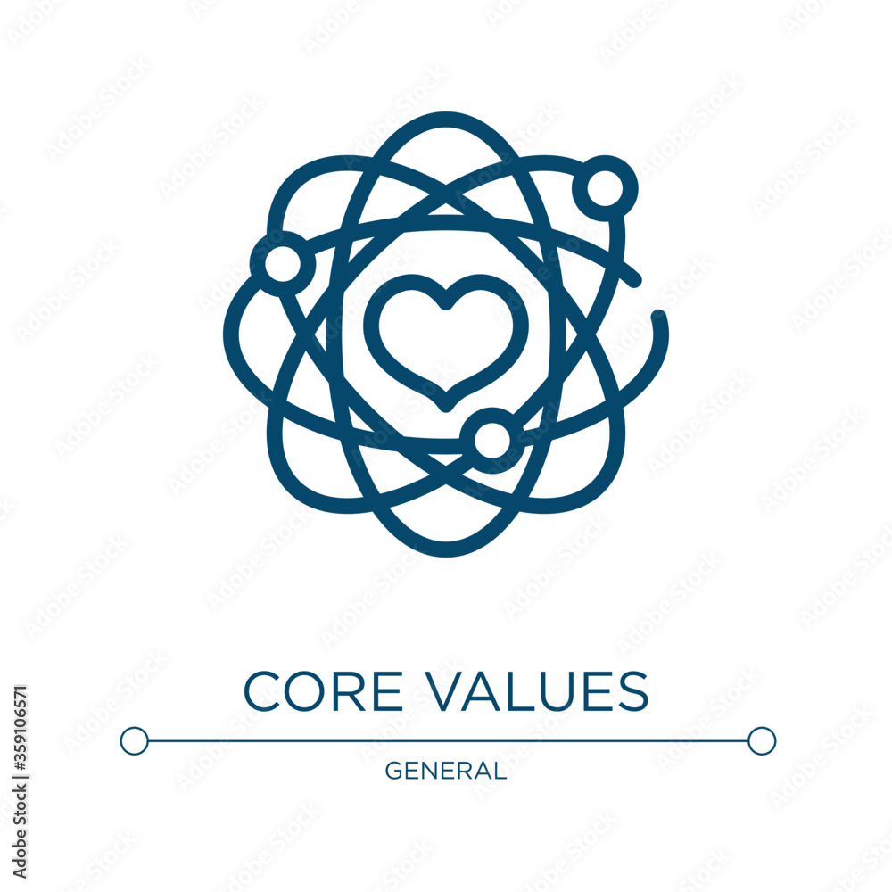 Poster core values icon. linear vector illustration from general collection. outline core values icon vecto