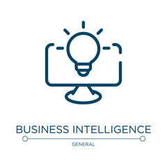 Business intelligence icon. Linear vector illustration from general collection. Outline business intelligence icon vector. Thin line symbol for use on web and mobile apps, logo, print media.