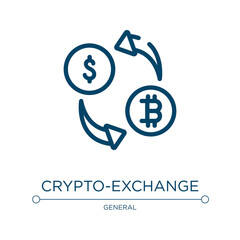 Crypto-exchange icon. Linear vector illustration from general collection. Outline crypto-exchange icon vector. Thin line symbol for use on web and mobile apps, logo, print media.