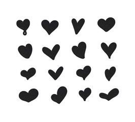 Heart doodles set. Hand drawn hearts collection. Love illustrations.