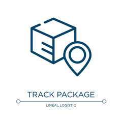 Track package icon. Linear vector illustration from lineal logistic collection. Outline track package icon vector. Thin line symbol for use on web and mobile apps, logo, print media.