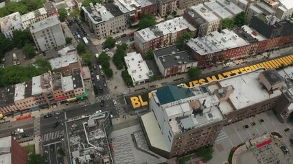 Aerial Drone Shot of Black Lives Matter Mural in Bed-Stuy, Brooklyn, New York - Shot on DJI Mavic 2 Pro on June 19, 2020 - Powered by Adobe