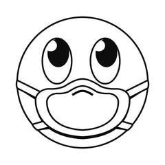 rolling eyes emoji with mask line style icon vector design