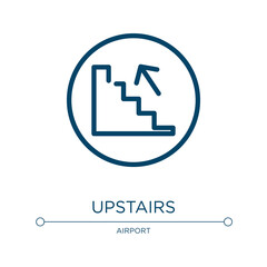Fototapeta premium Upstairs icon. Linear vector illustration from airport collection. Outline upstairs icon vector. Thin line symbol for use on web and mobile apps, logo, print media.