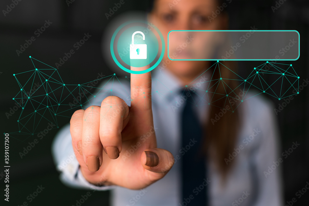 Poster graphics padlock for web data information security application system