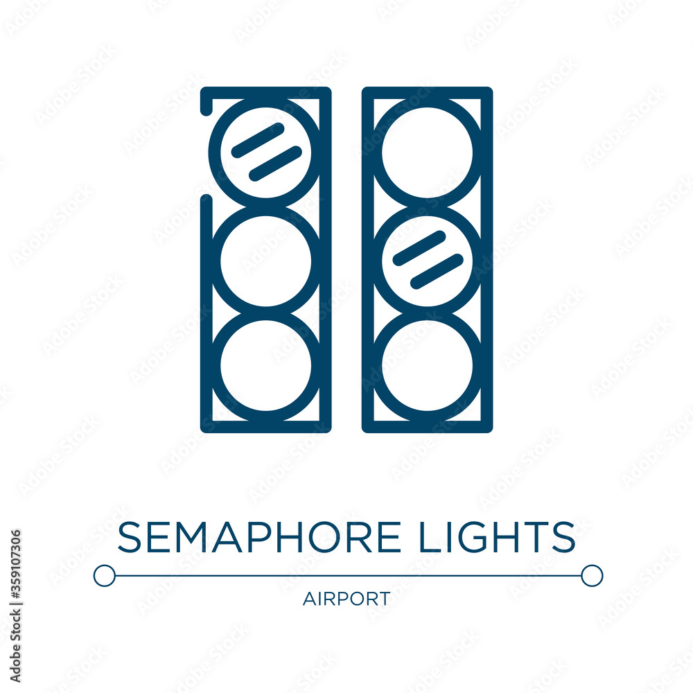 Poster Semaphore lights icon. Linear vector illustration from signals set collection. Outline semaphore lights icon vector. Thin line symbol for use on web and mobile apps, logo, print media.