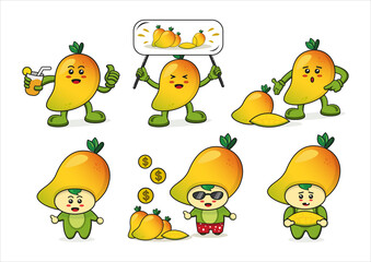 Obraz premium Mango Cartoon Design. illustration of fruit vector characters