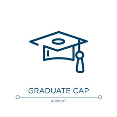 Graduate cap icon. Linear vector illustration from poi public places collection. Outline graduate cap icon vector. Thin line symbol for use on web and mobile apps, logo, print media.